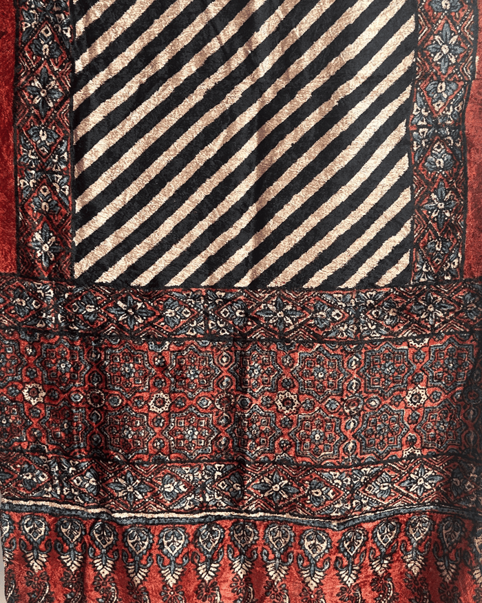 AJRAKH VELVET HANDBLOCK PRINTED STOLE