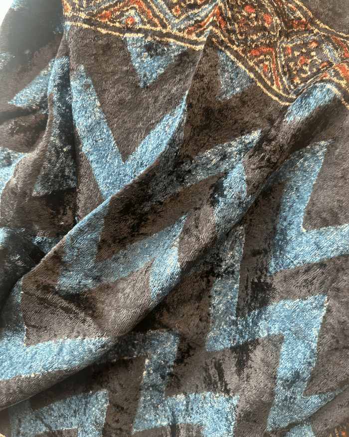 AJRAKH VELVET HANDBLOCK PRINTED STOLE