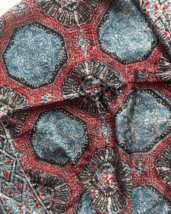 AJRAKH VELVET HANDBLOCK PRINTED STOLE