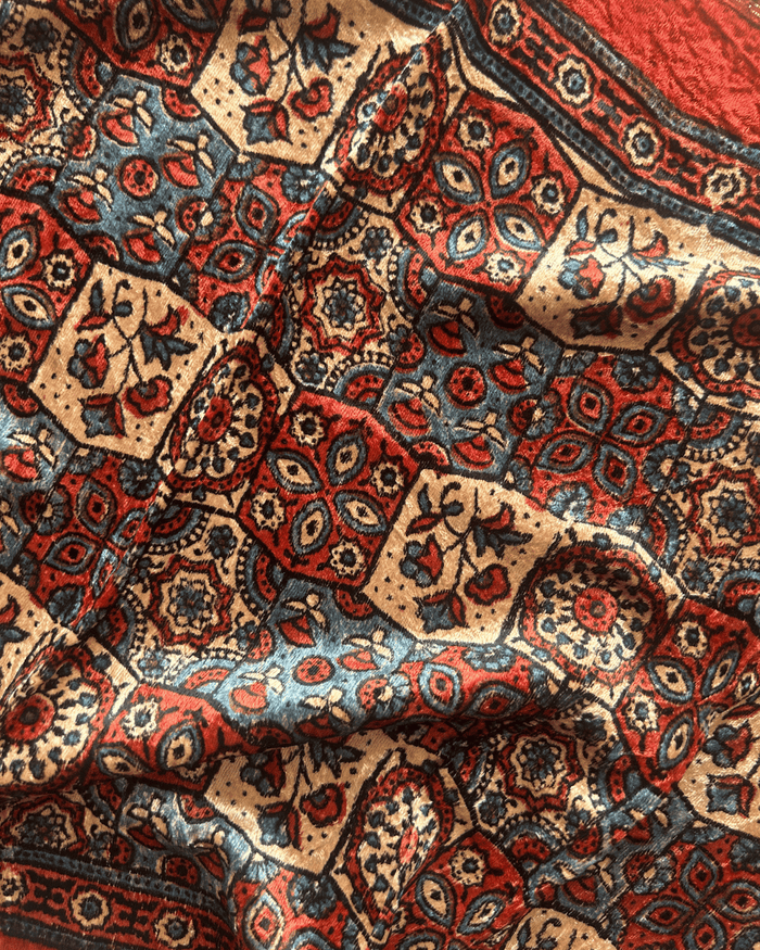 AJRAKH VELVET HANDBLOCK PRINTED STOLE