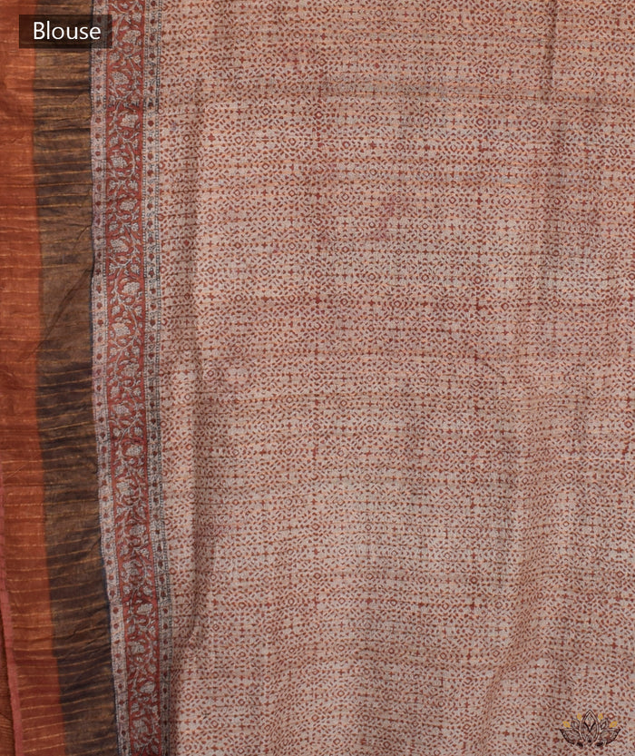 Bagru Tussar Silk handblock saree