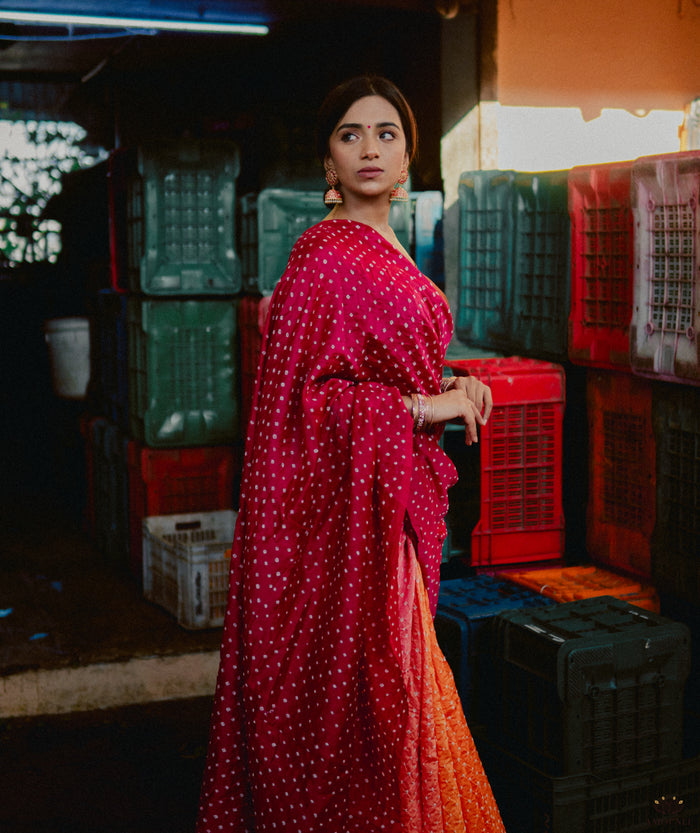 BANDHANI CHANDERI SILK SAREE