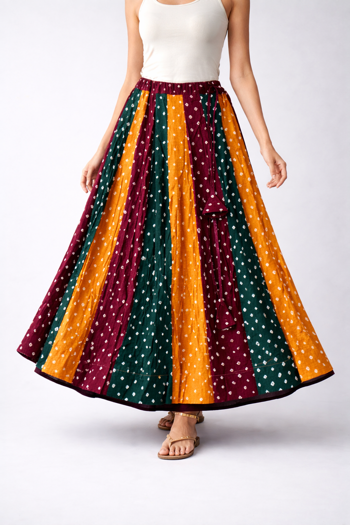 Bandhini Cotton Kali Skirt