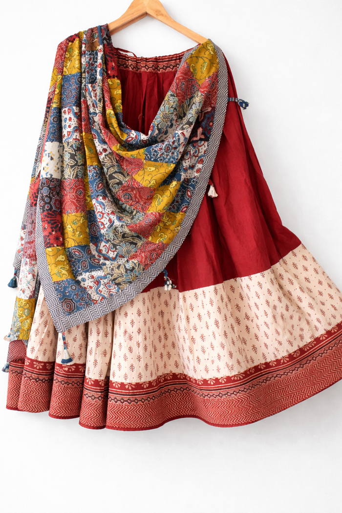 Barmer Applique Lehenga Dupatta Set