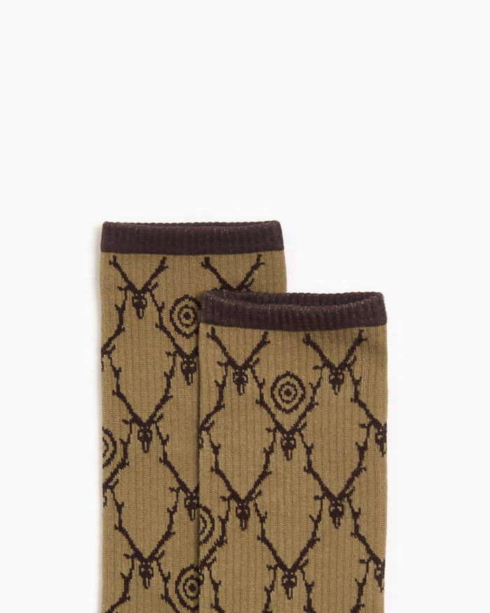 Socks South2 West8 Skull&Target Unisex Socks - SX619-A-Khaki