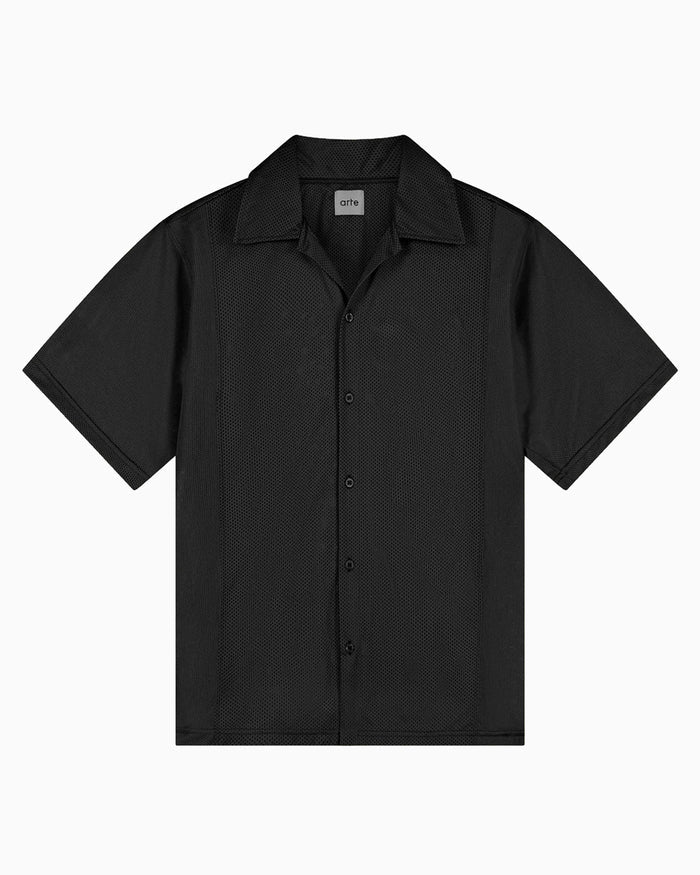 Shirts Arte Antwerp Mesh Short-Sleeved Relaxed Men's Shirt - SS26-004S-Black