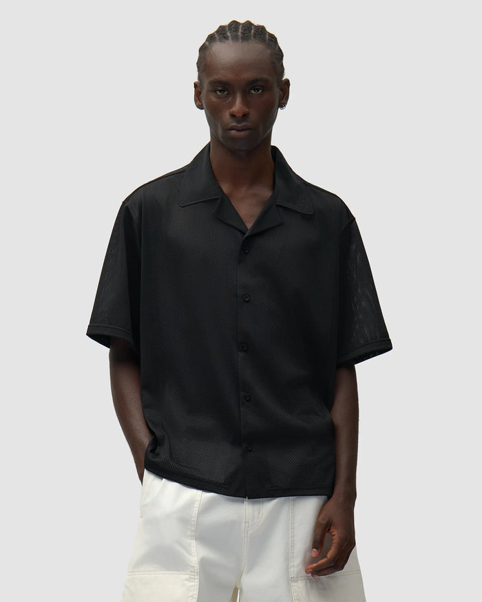 Shirts Arte Antwerp Mesh Short-Sleeved Relaxed Men's Shirt - SS26-004S-Black