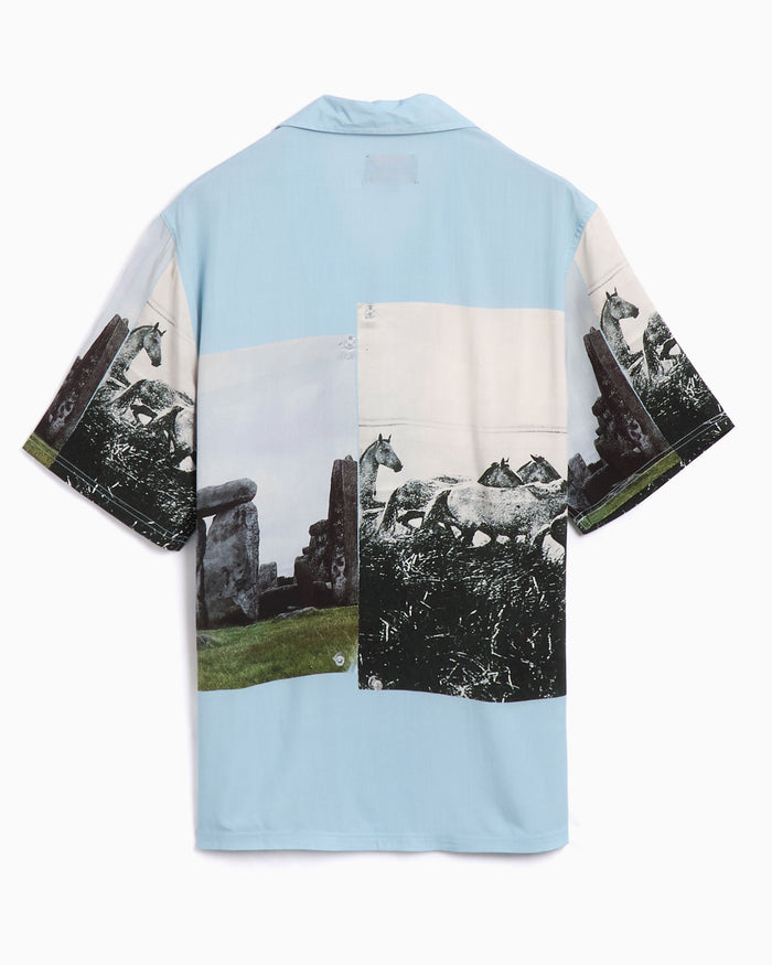 Shirts Pleasures Stone Horse Men's Long Sleeve Shirt Relaxed Men's Shirt - P25SP022-BLUE