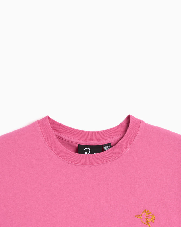 T-Shirts by Parra Yarn Bird Embroidered Boxy Men's T-Shirt - 55370-PINK