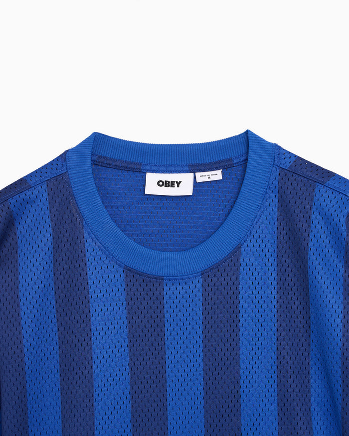 T-Shirts OBEY Clothing Bounds Mesh Striped Long-Sleeved Relaxed Women's T-Shirt - 231030141-BLU