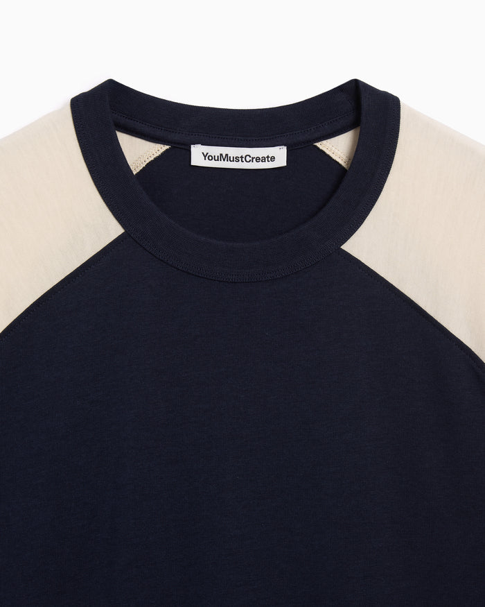 T-Shirts YMC Triple Raglam Oversize Men's T-Shirt - P6YMB-NAVY