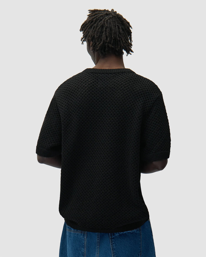 T-Shirts Arte Antwerp Crochet Half-Sleeved Relaxed Men's T-Shirt - SS26-088K-Black