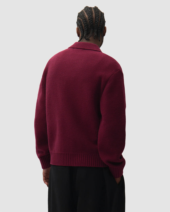 Jackets Coats Arte Antwerp Stencil Zip Embroidered Men's Cardigan - AW26-021K-Bordeaux