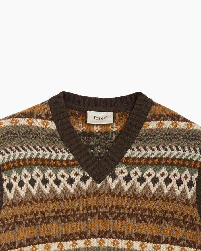 Jackets Coats forét Fairisle Striped Men's Vest - F9919-THYME