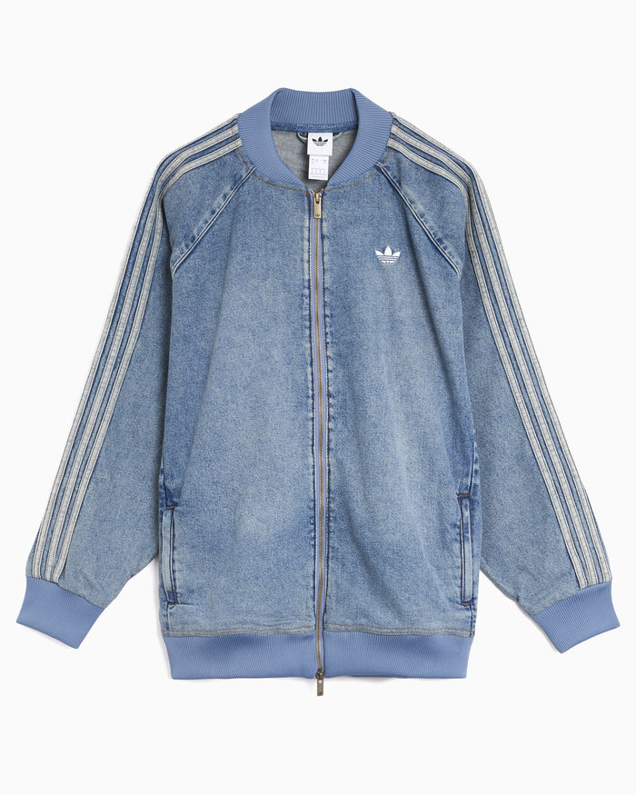Jackets Coats adidas Originals Denim 3 Stripes Oversize Women's Track Jacket - KQ6473