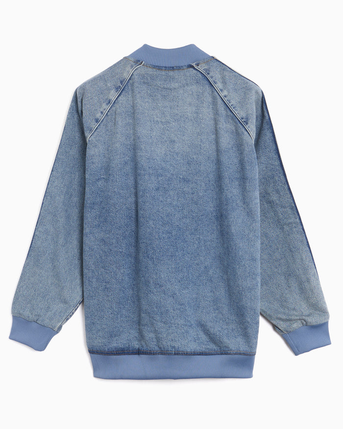 Jackets Coats adidas Originals Denim 3 Stripes Oversize Women's Track Jacket - KQ6473