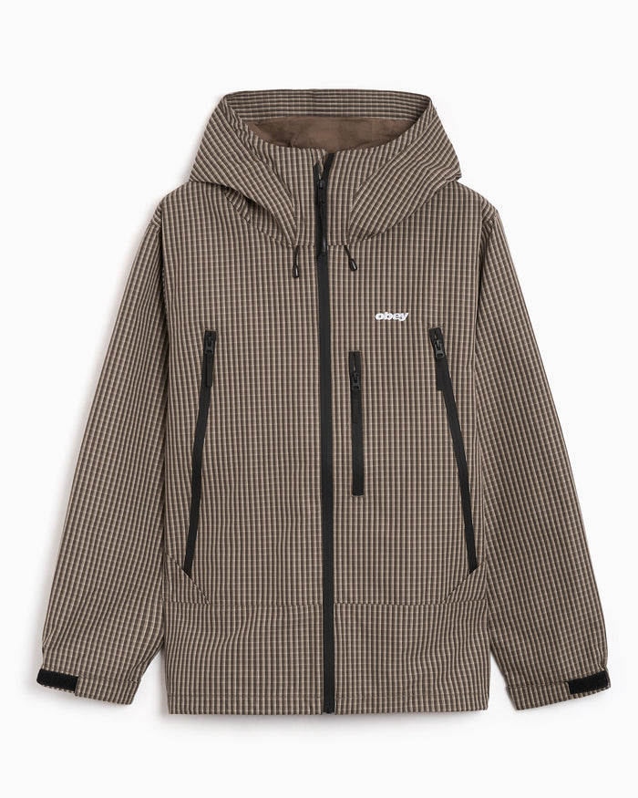 Jackets Coats OBEY Clothing Obsidian Plaid Relaxed Men's Rain Jacket - 121800639-VVR