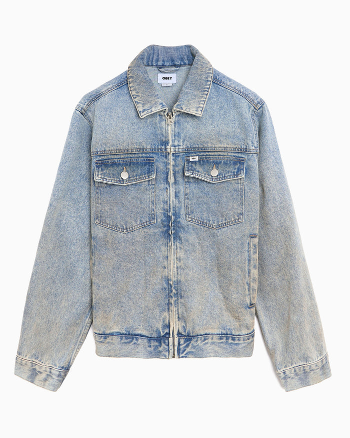 Jackets Coats OBEY Clothing Base Trucker Men's Denim Jacket - 121800615-HVLI