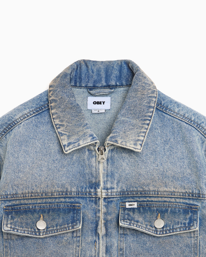 Jackets Coats OBEY Clothing Base Trucker Men's Denim Jacket - 121800615-HVLI