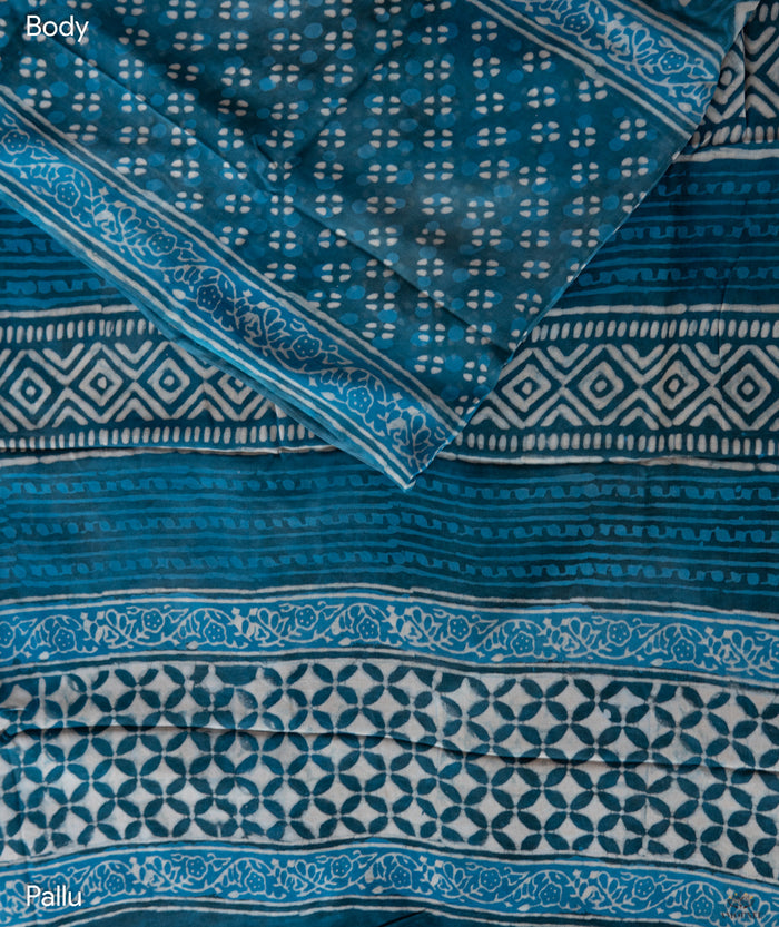 Dabu chanderi Handblock Printed Saree