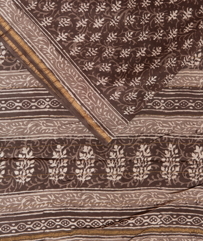 Dabu Chanderi Handblock Printed Saree