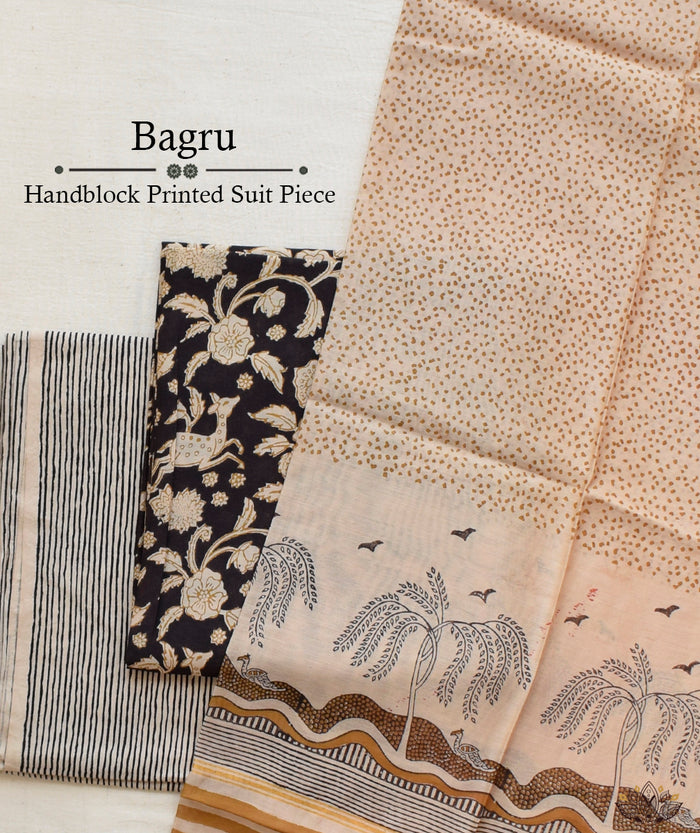 Exclusive Amounee Bagru Hand Block Printed Chanderi Suit Piece