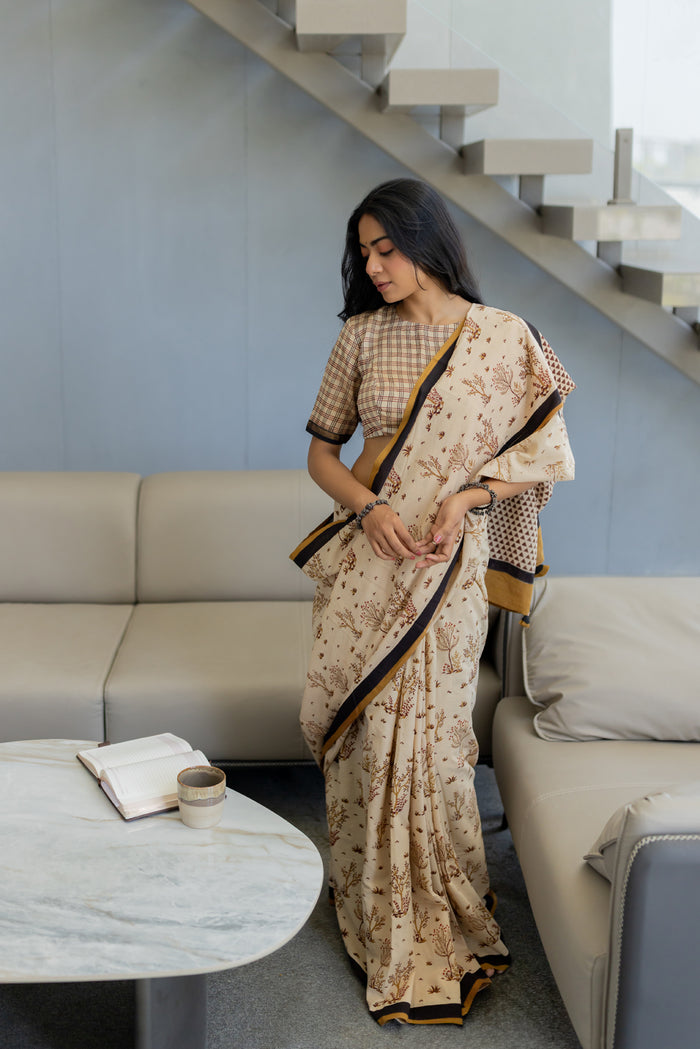 Exclusive Amounee Bagru Hand Block Printed Cotton Saree