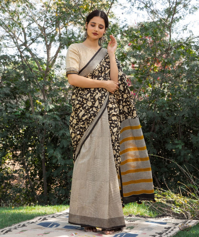 Exclusive Amounee Bagru Hand Block Printed Cotton Saree
