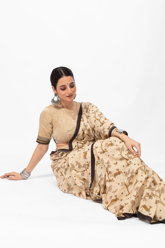 Exclusive Amounee Bagru Hand Block Printed Cotton Saree