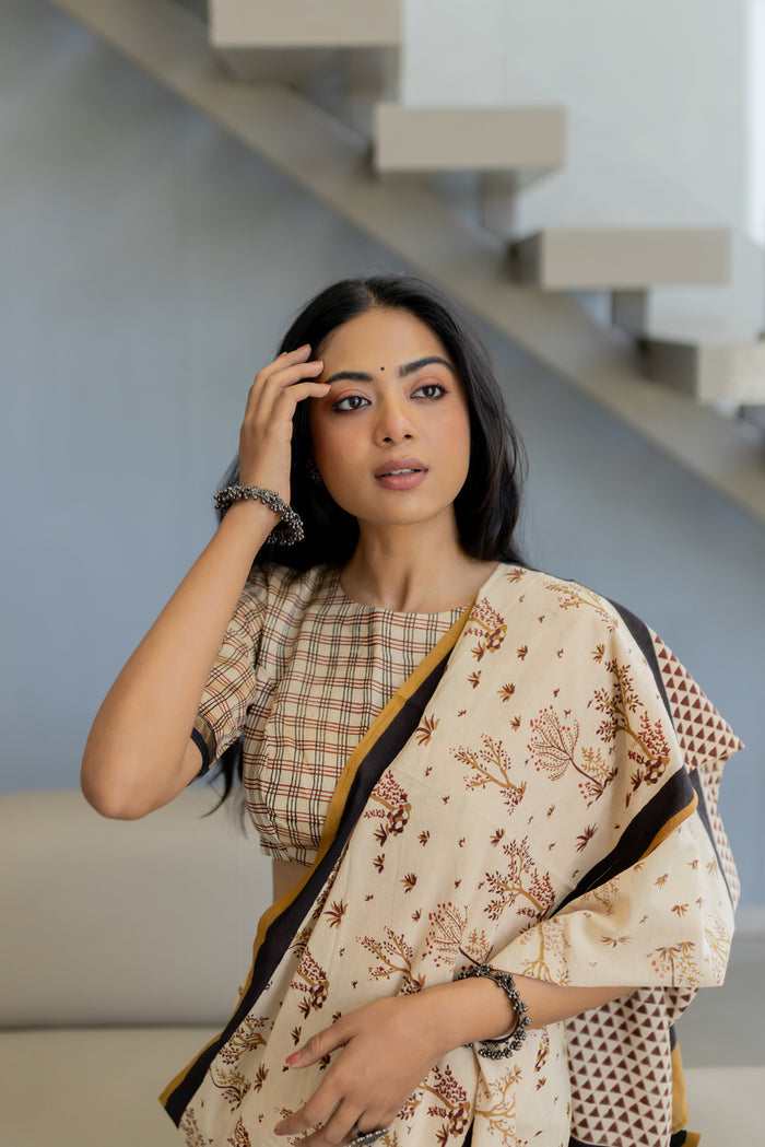 Exclusive Amounee Bagru Hand Block Printed Cotton Saree