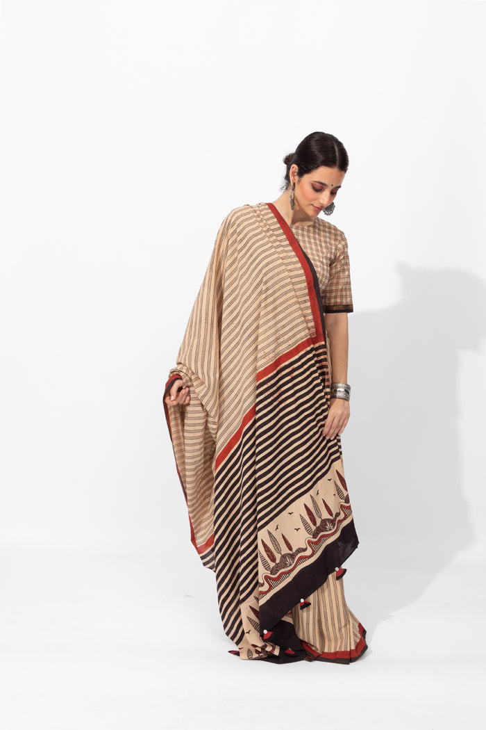 Exclusive Amounee Bagru Hand Block Printed Cotton Saree