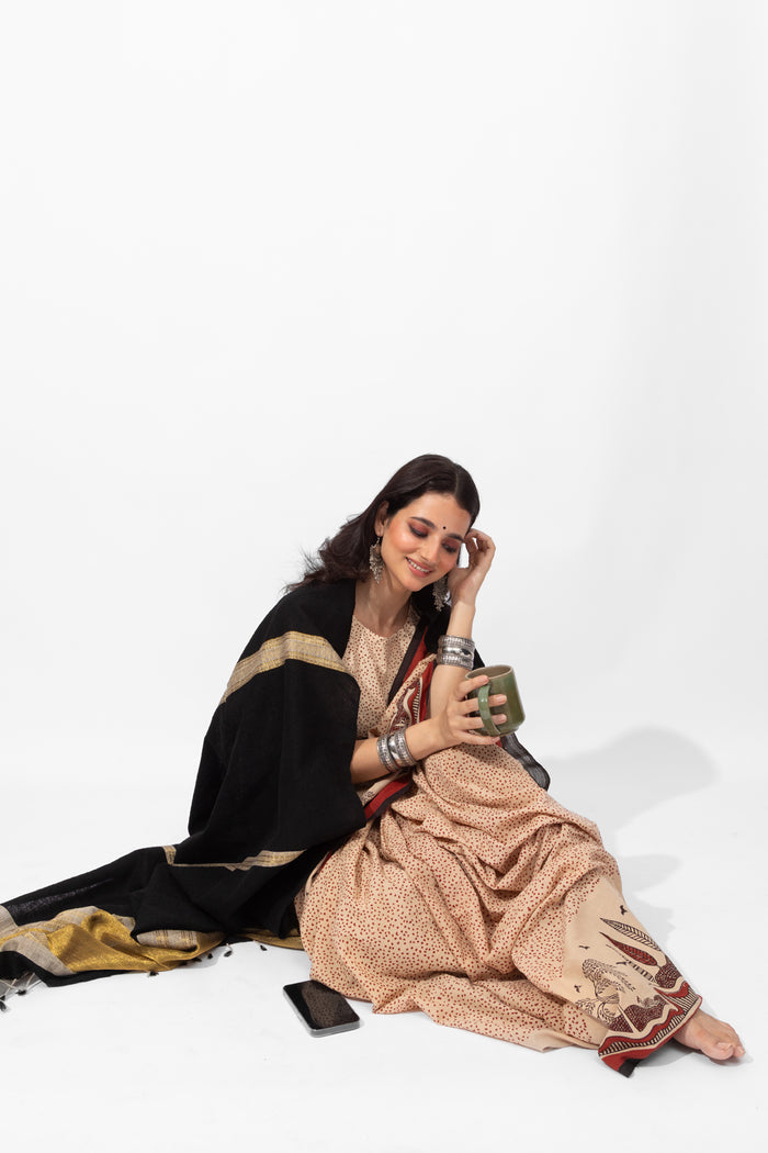 Exclusive Amounee Bagru Hand Block Printed Cotton Saree