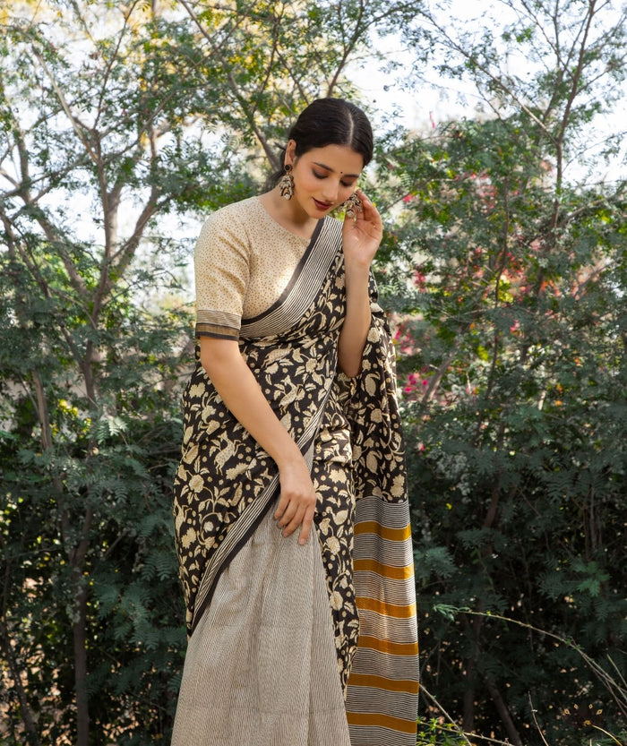 Exclusive Amounee Bagru Hand Block Printed Cotton Saree