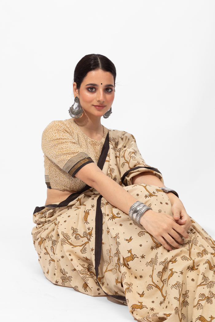 Exclusive Amounee Bagru Hand Block Printed Cotton Saree