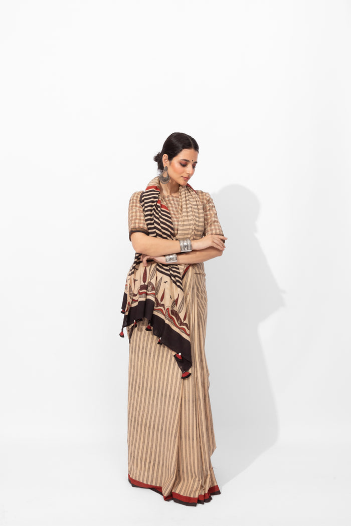 Exclusive Amounee Bagru Hand Block Printed Cotton Saree