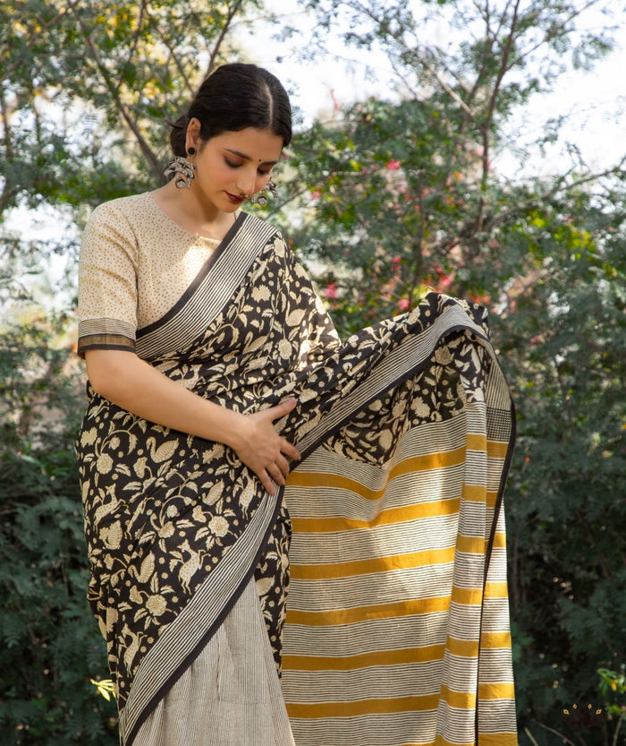 Exclusive Amounee Bagru Hand Block Printed Cotton Saree