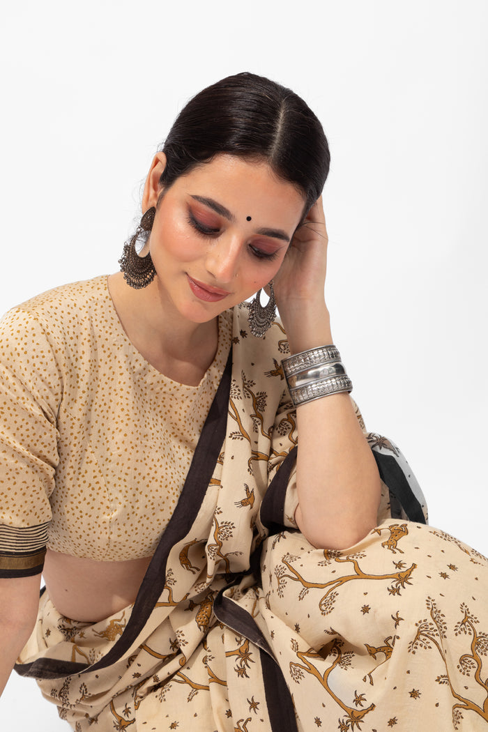 Exclusive Amounee Bagru Hand Block Printed Cotton Saree