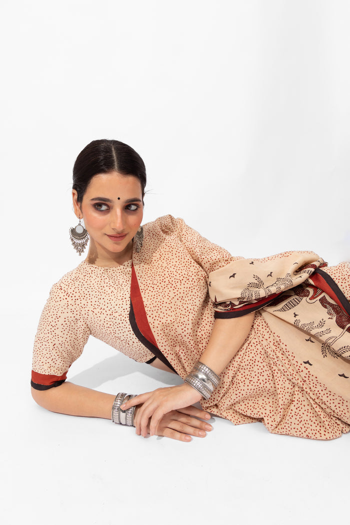 Exclusive Amounee Bagru Hand Block Printed Cotton Saree