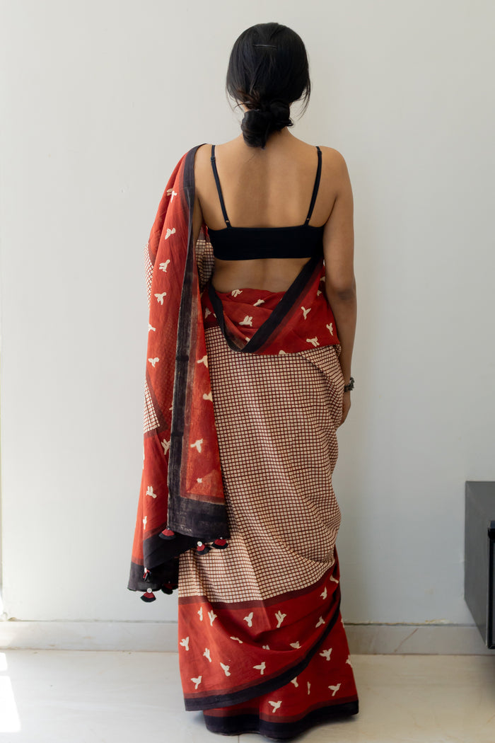Exclusive Amounee Bagru Hand Block Printed Cotton Saree