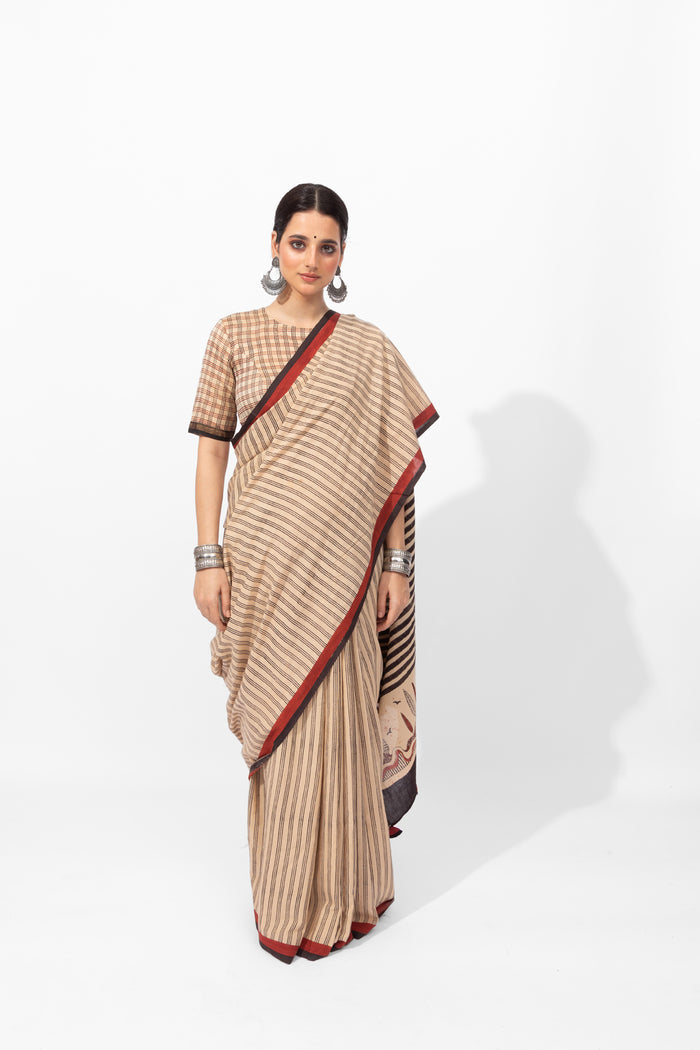 Exclusive Amounee Bagru Hand Block Printed Cotton Saree