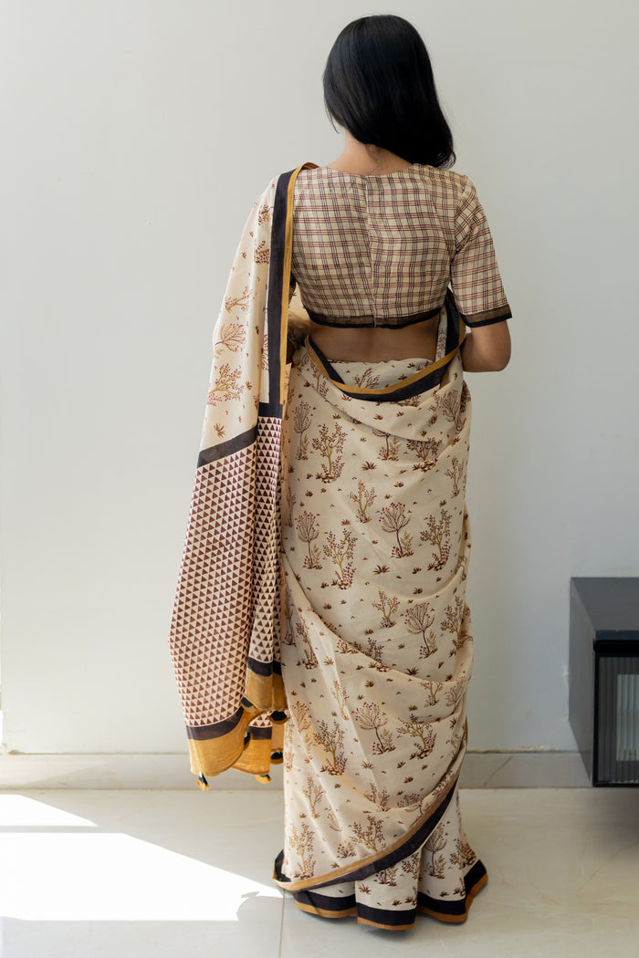 Exclusive Amounee Bagru Hand Block Printed Cotton Saree