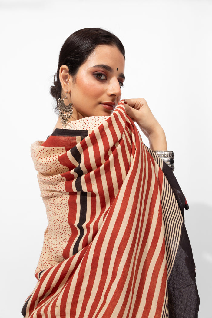 Exclusive Amounee Bagru Hand Block Printed Cotton Saree