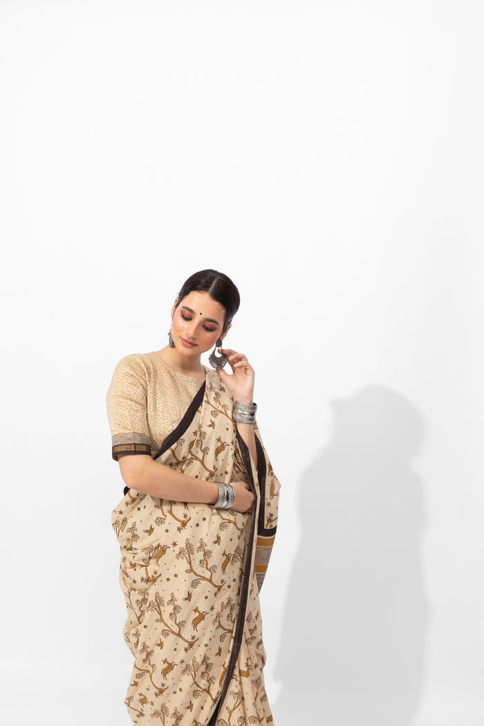 Exclusive Amounee Bagru Hand Block Printed Cotton Saree