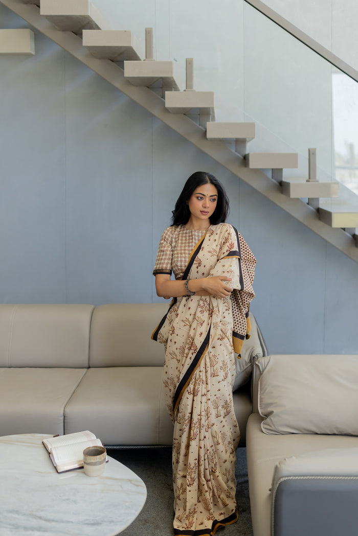 Exclusive Amounee Bagru Hand Block Printed Cotton Saree