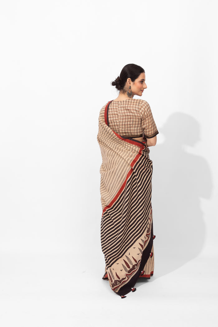 Exclusive Amounee Bagru Hand Block Printed Cotton Saree