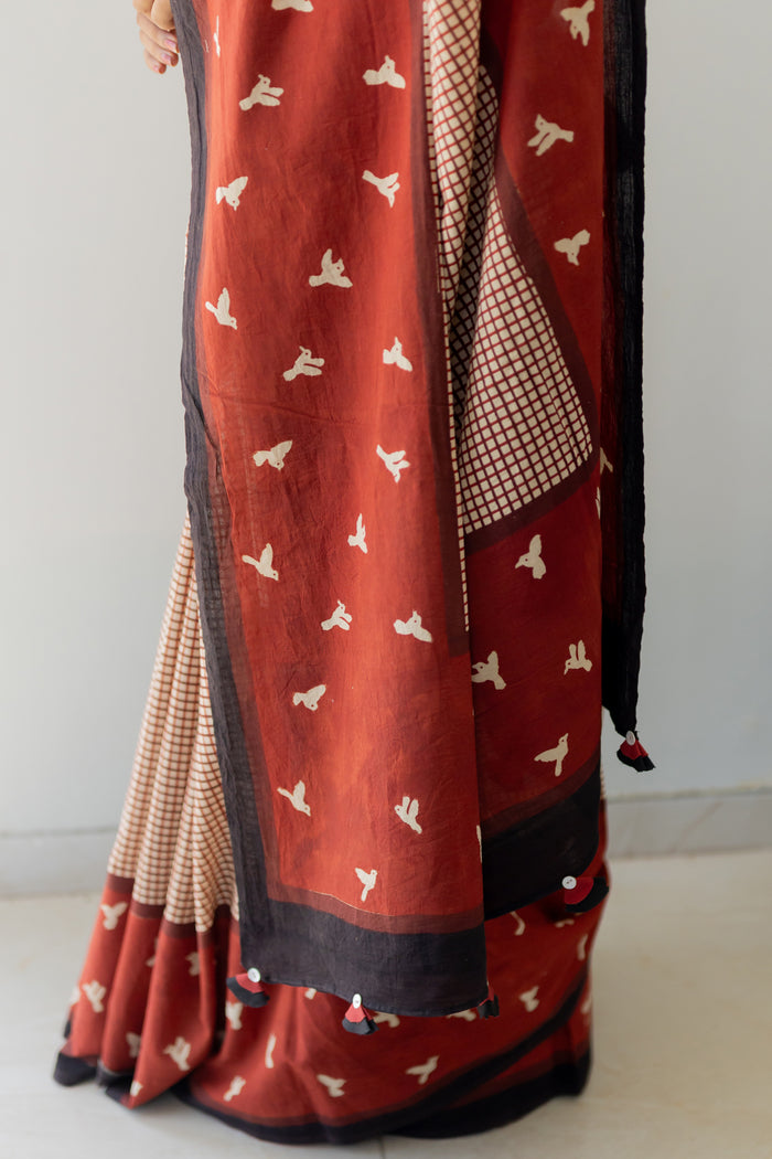 Exclusive Amounee Bagru Hand Block Printed Cotton Saree