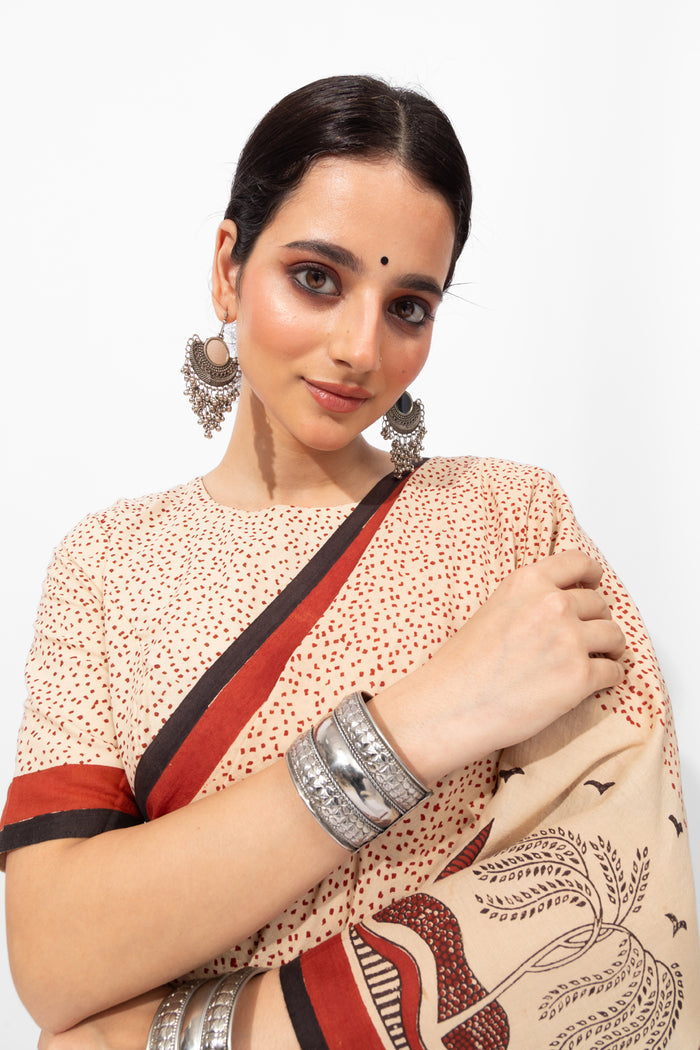 Exclusive Amounee Bagru Hand Block Printed Cotton Saree