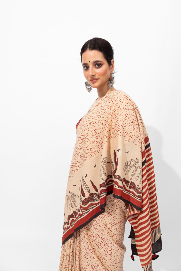 Exclusive Amounee Bagru Hand Block Printed Cotton Saree