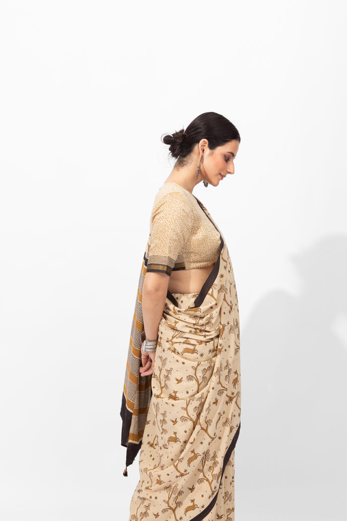 Exclusive Amounee Bagru Hand Block Printed Cotton Saree