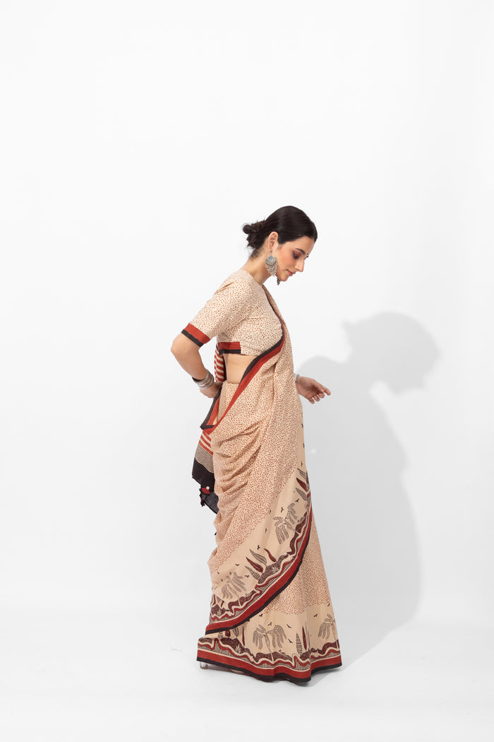 Exclusive Amounee Bagru Hand Block Printed Cotton Saree